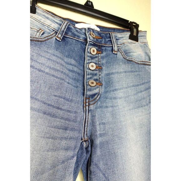 Kancan Button Fly Distressed Blue Ankle length Skinny Jeans - Picture 11 of 14